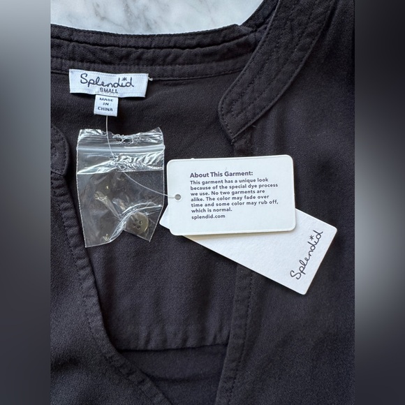 NWT Splendid Hi-Low Surplice Blouse Black - Picture 15 of 16